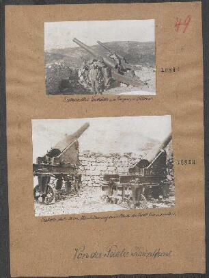 Eroberte ital. 28 cm Haubitzen auf einem Werke des Forts Campomolon