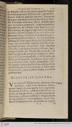 Benacus, Et Eius Ora
