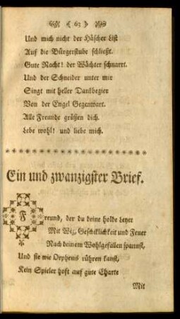 Ein und zwanzigster Brief - Dreyßigster Brief