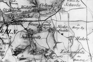 Mügeln-Grauschwitz und Niedergoseln (Ortsteile). Oberreit, Sect. Oschatz, 1839/40