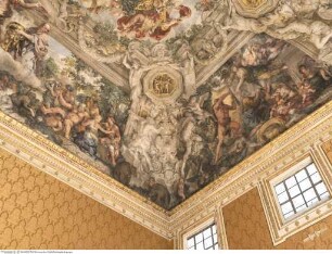 Triumph der Divina Providentia - Apotheose des Hauses Barberini und der päpstlichen Herrschaft Urbans VIII., Exempla virtutis, Fabius Maximus verweilt im Lager, um Hannibal hinzuhalten (Prudentia)