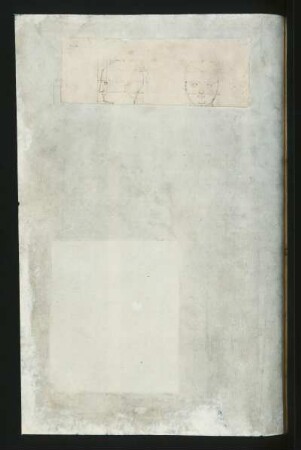 Skizzenblatt mit Kopfstudie im Profil und frontal : 93v : Skizzenblatt mit Kopfstudie im Profil und frontal (aufgeklebtes Skizzenblättchen = 4,5 x 13,1 cm)