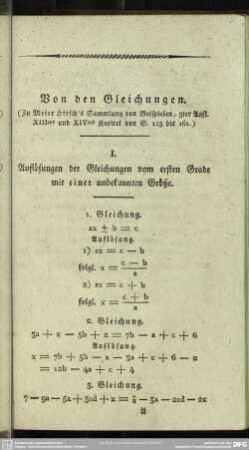 Von den Gleichungen