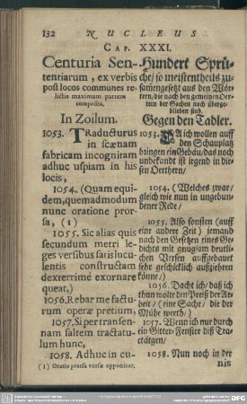 Cap. XXXI. Centuria Sententiarum, ex verbis post locos communes relictis maximam partem composita