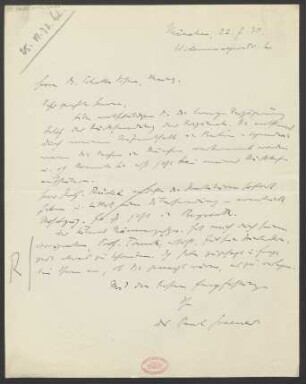 Brief an B. Schott's Söhne : 22.07.1930