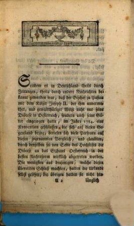 Unpartheyische Beantwortung der Frage: Ob das Hochstifft Paßau durch die sogenannte Konvention vom 4ten Jul. 1784. seine Diöcese an das Erzhaus Oesterreich wirklich abgetreten habe?