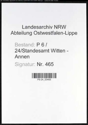 Heiratsregister Standesamt Witten-Annen