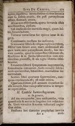 II. Cautelæ hæmorrhagiarum. - III. Cautelæ dolorum.