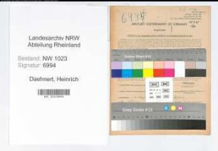 Entnazifizierung Heinrich Daehnert , geb. 06.08.1886 (Steuergehilfe)