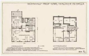 Haus Wagner, Brüx: UG, OG, 1:100