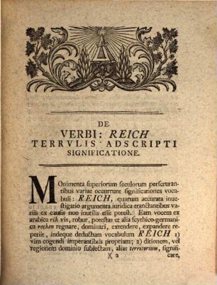 De verbi: Reich, terrulis adscripti significatione quaedam observat prodecanus facultatis iuridicae Ienensis Christianus Gottlieb Buder : subque hoc argumento ad dissertationem ... de indiciis duodecim viralibus populorum septemtrionalium et Germaniae ... Ioannis Christoph. Frideman. Hummelii ... invitat