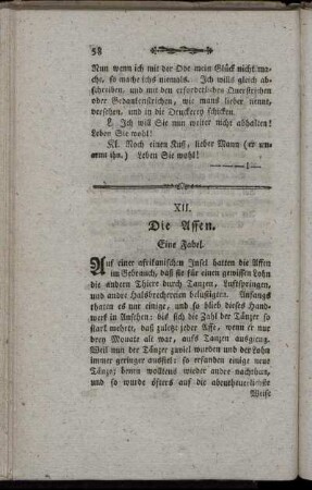 XII. Die Affen. Eine Fabel.