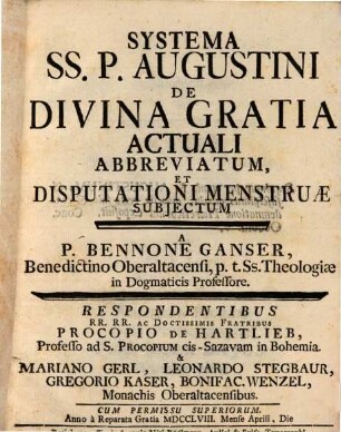 Systema SS. P. Augustini de divina gratia actuali abbreviatum