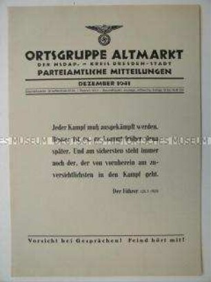 Mitteilungsblatt der NSDAP-Ortsgruppe Dresden-Altmarkt