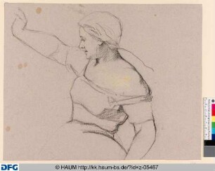 Studie einer den Arm hebenden Frau zu dem Gemälde "Der Verbrecher aus verlorener Ehre"