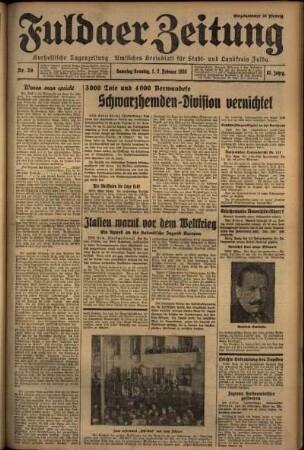 Erste Ausgabe vom Samstag, den 01. Februar 1936.