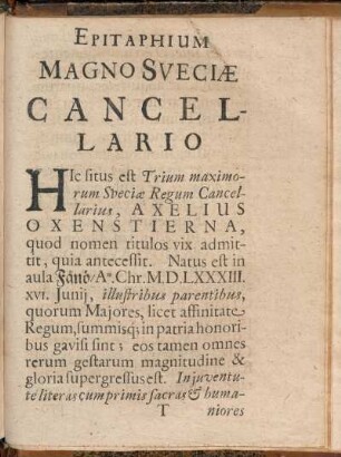 Epitaphium Magno Sveciæ Cancellario