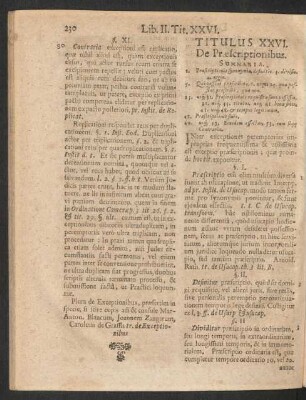 Titulus XXVI. De Praescriptionibus