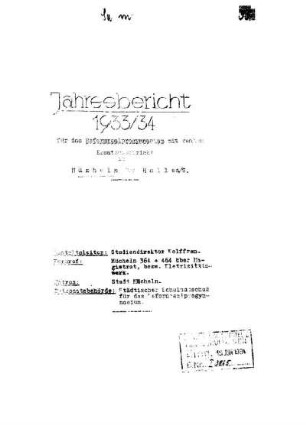 1933/34: Jahresbericht ... - 1933/34