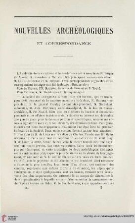 Nouvelles archéologiques et correspondance