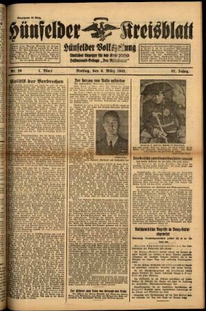 Erste Ausgabe vom Freitag, den 06. März 1942.