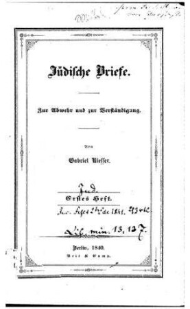Jüdische Briefe : [Bd 1]