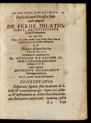 Disputationum Processus Iudiciarii quarta ...