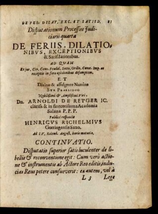 Disputationum Processus Iudiciarii quarta ...