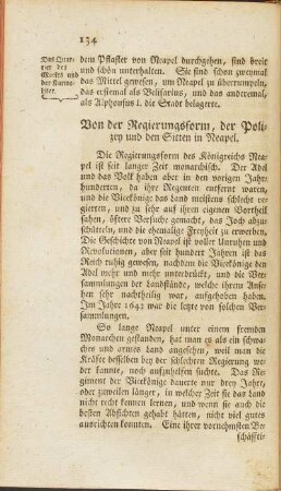 Von der Regierungsform, der Polizey und den Sitten in Neapel
