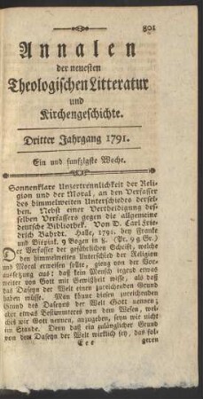 Ein und funfzigste Woche