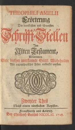 Zweyter Theil: Nebst einem vierfachen Register