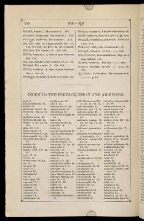 Index to the Preface, Essay and Additions