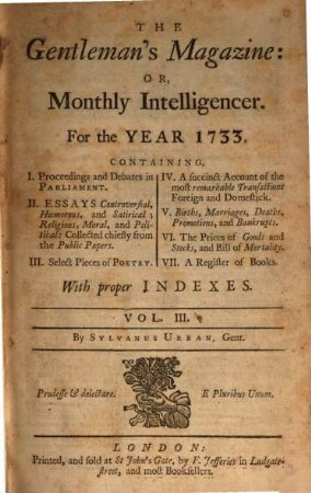 The gentleman's magazine. 3. 1733