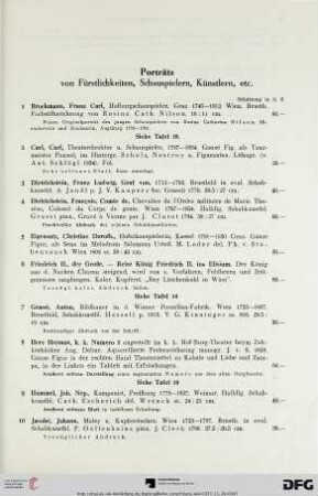 Porträts von Fürstlichkeiten, Schauspielern, Künstlern, etc. (Nr. 1-31)