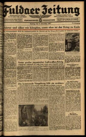 Ausgabe vom Montag, den 06. Dezember 1943.