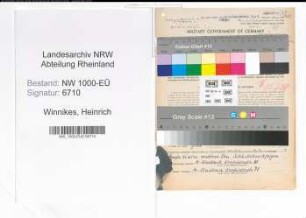Entnazifizierung Heinrich Winnikes, geb. 14.10.1906 (Buchhalter)