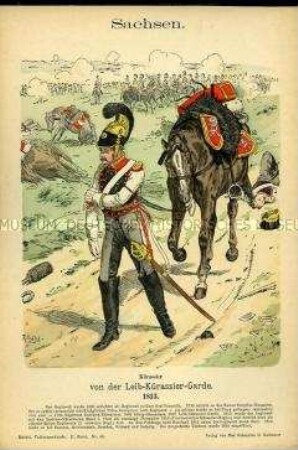 Uniformdarstellung, Gemeiner der Leib-Kürassier-Garde, Königreich Sachsen, 1813.