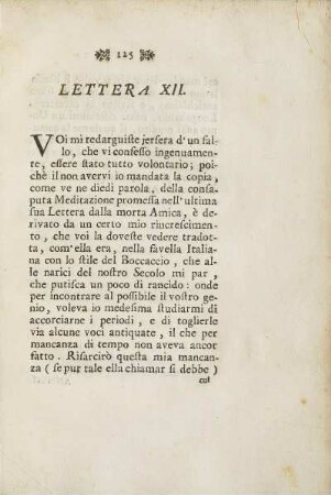 Lettera XII. + Argomento (unvollständig)