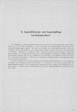 E. Jugendfürsorge und Jugendpflege, Landesjugendamt.