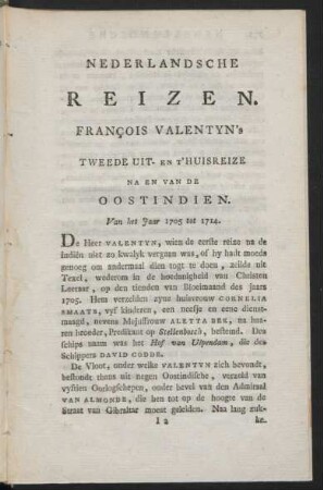 Francois Valentyn's tweede uit- en t'huisreize na en van de Oostindien