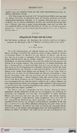 Allegorie als Traum und als Leben