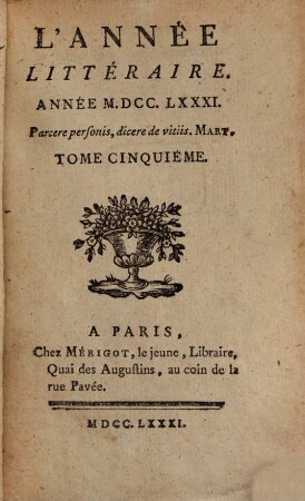 L' année littéraire. 1781,5