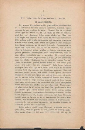 § 1. De veterum testimoniorum pretio et auctoritate.