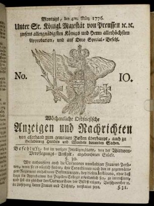 No. 10. Montags, den 4ten März 1776.
