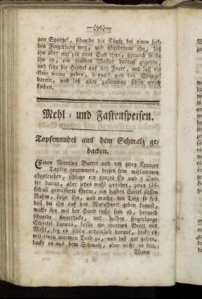 Mehl- und Fastenspeisen.