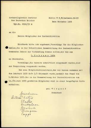 T. Wiegand an Mitglieder ZD