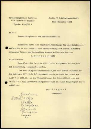 T. Wiegand an Mitglieder ZD