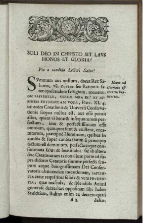 Pio a candido Lectori Salus!