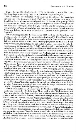 Tormin, Walter :: Die Geschichte der SPD in Hamburg 1945 bis 1950, (Forum Zeitgeschichte, 4) : Hamburg, Ergebnisse Verlag, 1994