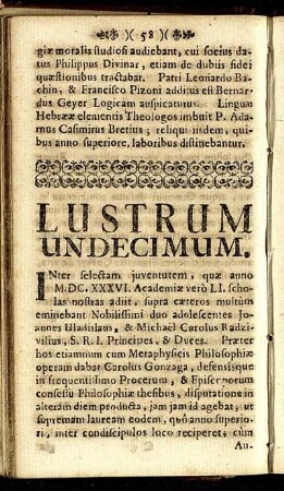 Lustrum Unidecimum.